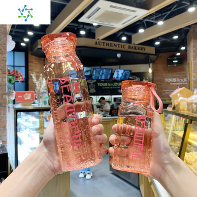 夏天简约水杯便携塑料杯子女可爱少女创意个性潮流韩国学生水瓶三维工匠