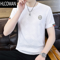 HLCOMAN冰丝短袖T恤男2024夏季新款速干汗衫薄款体恤衫潮流男士半袖衣服