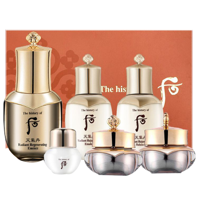 Whoo后天气丹华炫护肤套装中小样6件套天气丹花献光彩紧颜祛黄提亮抗老紧致面部护肤套装礼盒