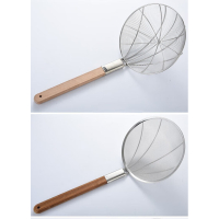 不锈钢线条漏勺长木柄笊篱油炸漏勺沥水沥油勺 线条漏勺32cm