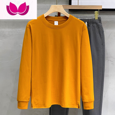 七斓日系260G长袖t恤男新疆宽松百搭卫衣纯色打底衫潮