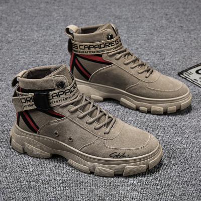 Ideamini荣贵人鸟相依361o秋季马丁靴男高帮英伦风工装鞋男户外增高沙漠靴靴子