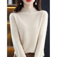 打底衫女秋冬羊毛衫纯色女半高领毛衣短款宽松内搭长袖针织衫