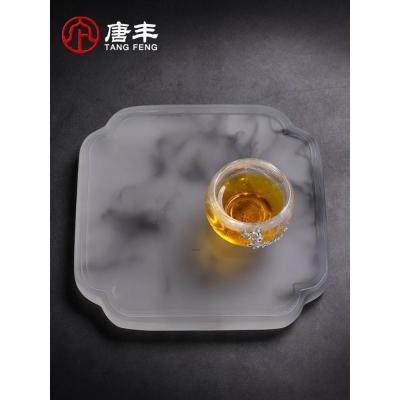 森美人水墨干泡盘单块茶托简约家用百搭小茶盘圆角茶台方形中式茶几