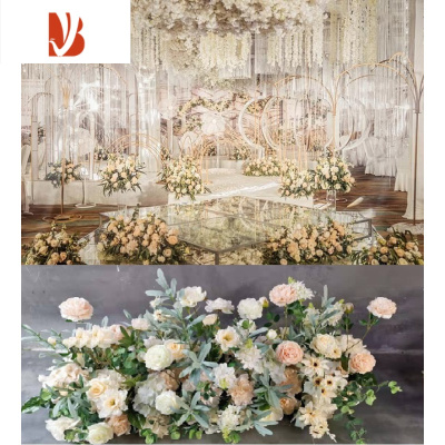 三维工匠婚庆排花舞台T台路引花婚礼现场布置花排花条婚庆装饰路引花艺香槟粉排花婚庆布景