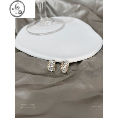 JiMi韩国精致爆闪锆石耳钉个性高级感简约百搭通勤无耳洞蚊香盘耳夹女