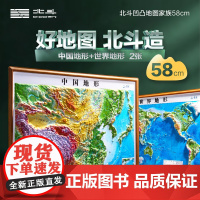 北斗地图世界和中国地图 中国地图3d立体 凹凸地图 世界立体 58*43cm 2022新版三维沙盘浮雕地形图地理地势地貌