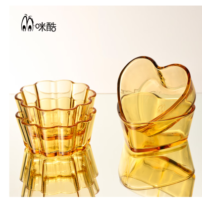 咪酷高硼硅餐具 耐热玻璃 琥珀色 家用可微波土耳其波点碗套装