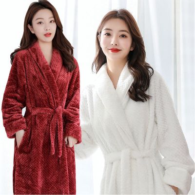 SleepyBear男女睡袍法兰绒冬加厚加绒长款性感可外穿保暖睡衣连体秋浴袍