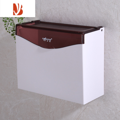 三维工匠卫生间厕纸盒厕所纸巾盒免打孔塑料壁挂式防水卫生纸盒浴室草纸盒 咖啡色 免打孔