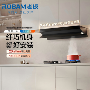 老板(Robam)[双边定时烟灶]顶侧一体 变频大吸力油烟机小尺寸61A9S(L1mini)+E1