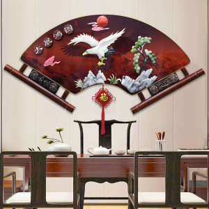 维诺亚客厅装饰画电视沙发背景墙壁画中式玉雕扇形木雕玄关走廊餐厅挂画