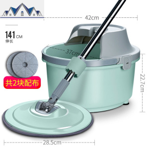拖把杆旋转通用免手洗懒人家用自动拖地拖布墩布带甩水拖把桶 三维工匠 白色自刷洗拖把-单桶时代-共2个拖布2个无篮加强杆+塑料盘