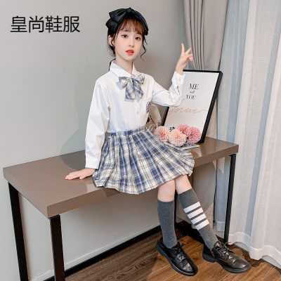 新品直营-疆拓（JIANGTUO）日系学院JK制服女童秋季套裙2020新款洋气小女孩学生温柔一刀百褶裙风