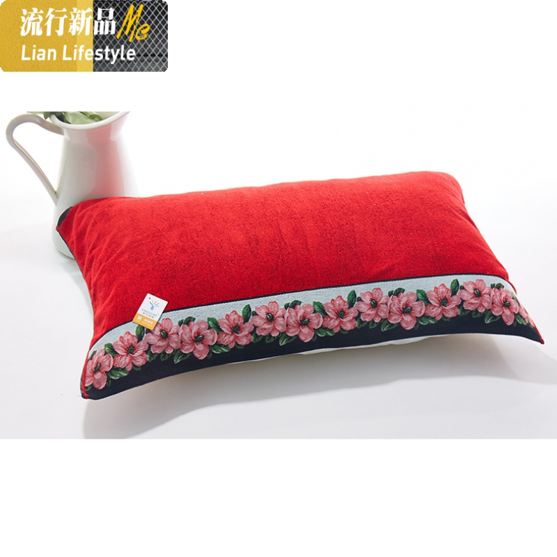 棉枕巾红色柔软情侣婚庆大红结婚棉枕巾一对50*80 三维工匠