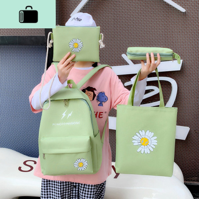 双肩包女韩版小清新帆布初中生书包女简约百搭高中学生背包学院风NEW LAKE