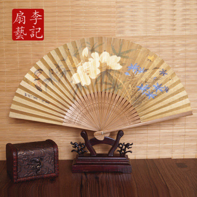 中国风折扇手绘穿纸扇串面扇出国礼品扇舞蹈扇日式古风三维工匠故宫画