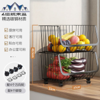 黑色厨房置物架家用锅煲落地多层碗碟放蔬菜水果篮子收纳杂物架 三维工匠