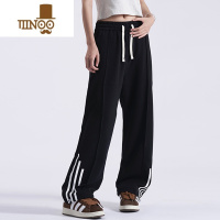 YANXU2028PD美式高街侧边三条杠坠感拖地运动裤男女直筒百搭休闲长裤子