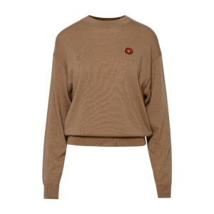 高田贤三(Kenzo)羊毛针织套衫女微罗纹圆领胸前徽标贴花舒适百搭