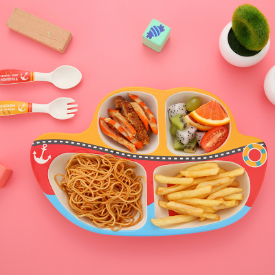 儿童餐盘分格卡通竹纤维餐具套装分格无毒婴儿饭碗宝宝餐盘