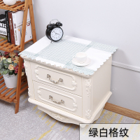 家柏饰(CORATED)床头柜盖布防水防油免洗北欧家用防尘罩套卧室床头盖巾冰箱防尘布 绿白格纹 50*60cm