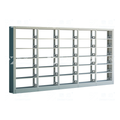 臻远 ZY4072605 钢制书架图书馆书架资料架 单面6层一列五组白色 4600*300*2000