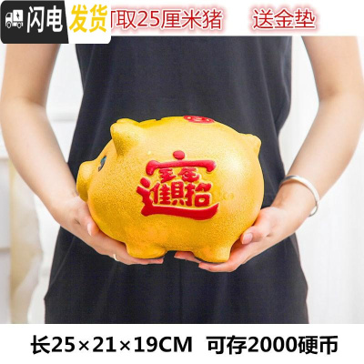 三维工匠小金猪存钱罐大容量网红创意2019储蓄大号时尚大型可爱摆件品 25CM[送1只25cm][共2只]储蓄罐