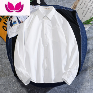 七斓浅蓝色衬衫男长袖港风日系潮流帅气休闲工装冰丝衬衣宽松情侣外套