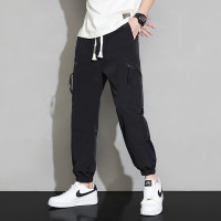 夏季新款男装时尚百搭港风宽松休闲运动束脚工装裤子