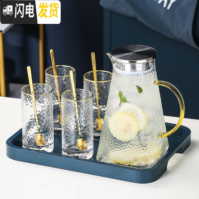 三维工匠英式下午花茶套装透明家用玻璃水果茶壶茶具北欧茶杯杯子可加热 玻璃花茶茶具6件套[268]配4勺子