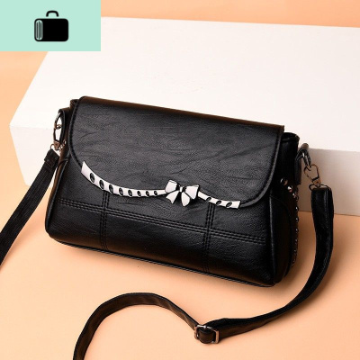 包包女2020新款韩版斜挎包软皮小包大容量女士单肩包中年妈妈背包NEW LAKE 黑色