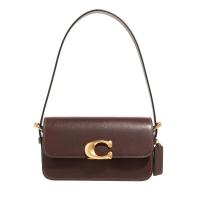 COACH女式轻便斜挎包棕色皮质实用大容量通勤手提包