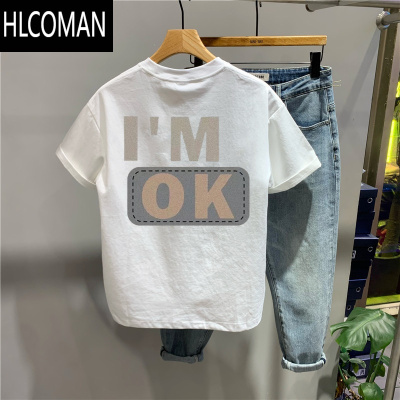 HLCOMAN美式痞帅短袖T恤青年男女情侣款夏季ins潮牌修身圆领上衣