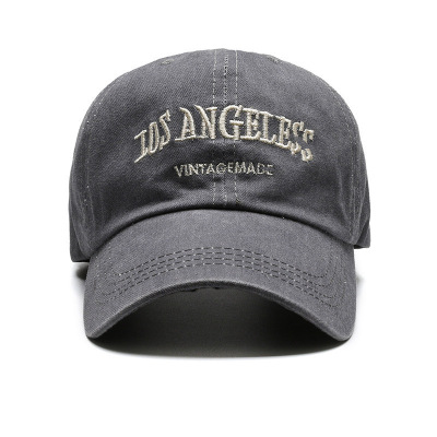 水洗美式复古牛仔加大潮流加深显脸小灰色大头围鸭舌帽子女