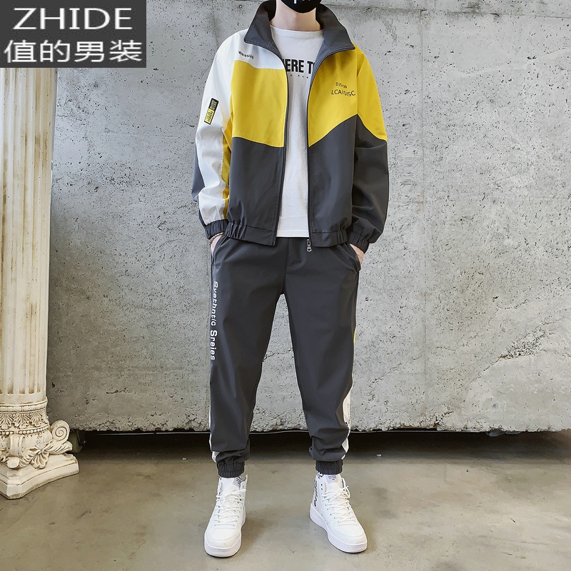 SUNTEK春装初高中学生韩版休闲套装潮13帅气14卫衣15男孩16岁运动服一套卫衣