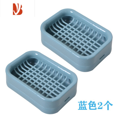 三维工匠香皂盒双层沥水网格肥皂盒皂架家用大号台面置物架浴室免打孔宿舍 升级加厚网格肥皂盒-蓝色(2个装)