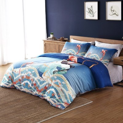 家柏饰(CORATED)家纺全棉全棉四件套贡缎数码印花被套床单床品宝藏洛神赋