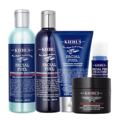 kiehls科颜氏男士面部护肤套装礼盒活力抗皱清爽控油抗皱套装(洁面+水+乳+面霜+眼霜)