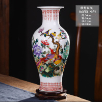景德镇陶瓷器花瓶客厅摆件插花现代家居酒柜装饰工艺品小花瓶摆设 三维工匠 大号青花釉中彩[山水]鱼尾瓶+旋转底座