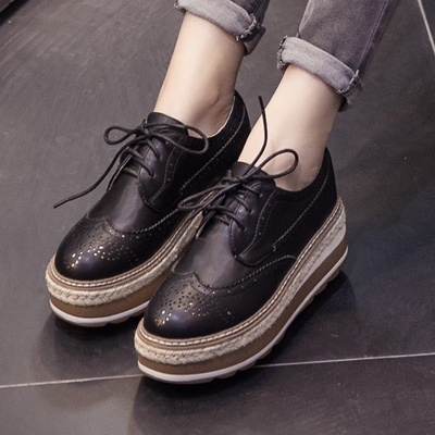 伊努特松糕鞋女厚底2020新款秋季百搭韩版松糕底学生单鞋英伦时尚女鞋