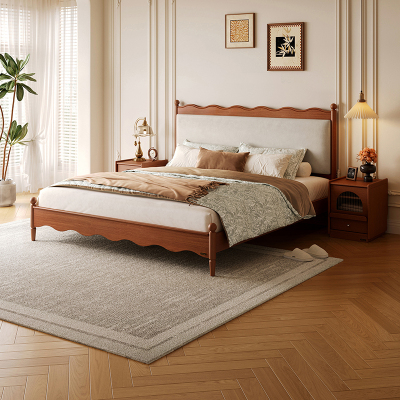 全友家居涟漪床中古风主卧室婚床家用家具实木床脚小户型双人大床