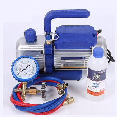 小型气泵实验室抽滤迷你真空泵1升变频空调维修抽真空泵制冷工具抽气1升泵+2根管+可视镜表阀+410头