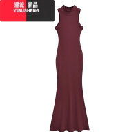 YIBUSHENGskims平替高领紧身无袖连衣裙欧美辣妹风显瘦包臀打底背心裙长裙