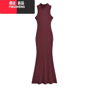 YIBUSHENGskims平替高领紧身无袖连衣裙欧美辣妹风显瘦包臀打底背心裙长裙