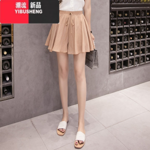 YIBUSHENG雪纺短裤女薄款小个子a字凉凉冰丝裙裤高腰显瘦宽松阔腿休闲裤