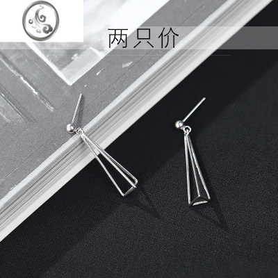 JiMi[]925银银几何三角耳钉2023年新款潮耳环小众夏季ins耳饰女