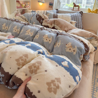 冬季加厚牛奶绒床上四件套双面珊瑚绒被套加厚被罩床单宿舍三件套_152