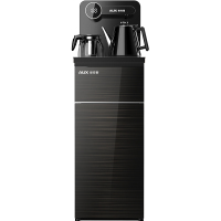 奥克斯冷热温家用饮水机全自动上水防烫儿童锁下置水桶智能茶吧机 黑色-双出水口+显示屏+遥控 温热