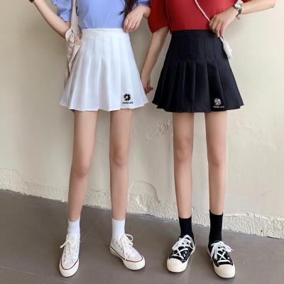 枫述胖mm大码刺绣高腰小雏菊百褶裙短裙学生超火的小白裙a字半身裙裤